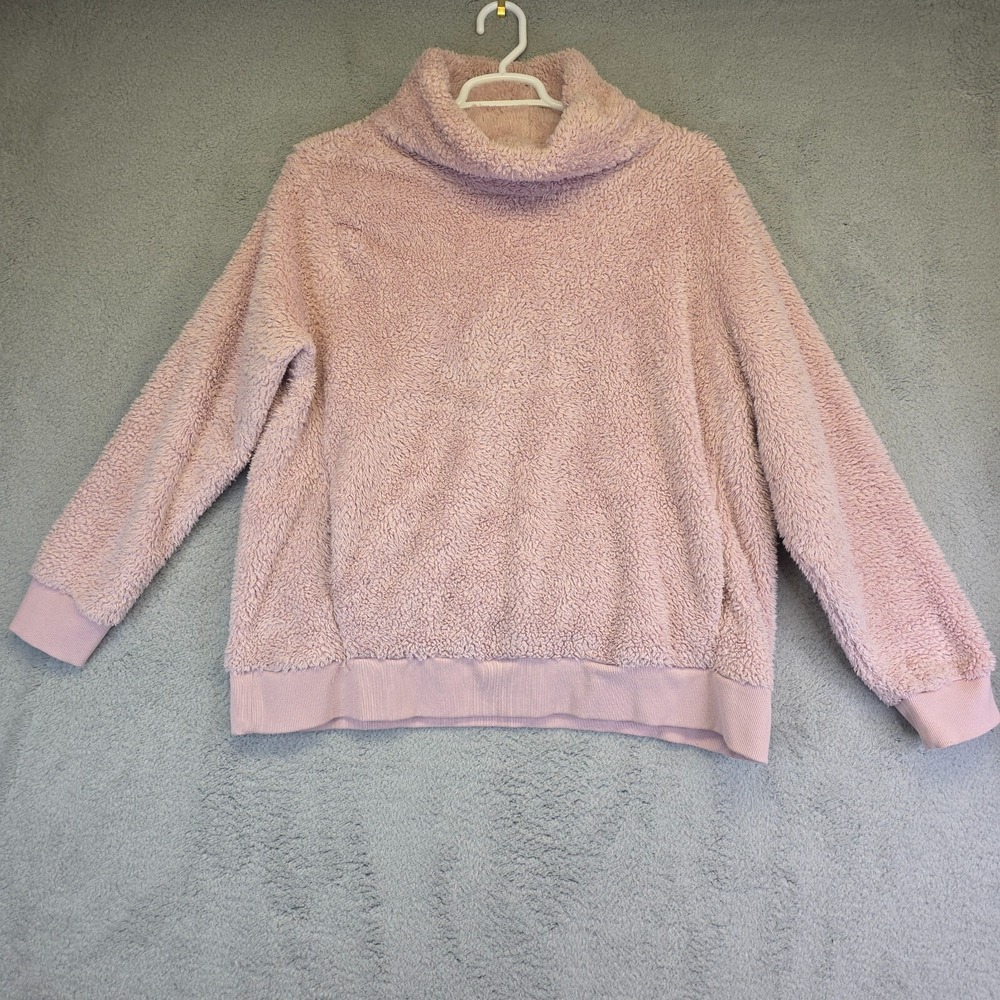 Lukka Lux Sweater Womens 2XL‎ Pink Cowl Neck Sherpa Fleece Pullover Plush Cozy